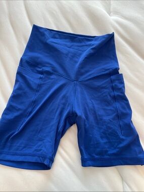 Aerie-Offline High-Rise Royal Blue Women’s Bike Shorts with Pocket Panels